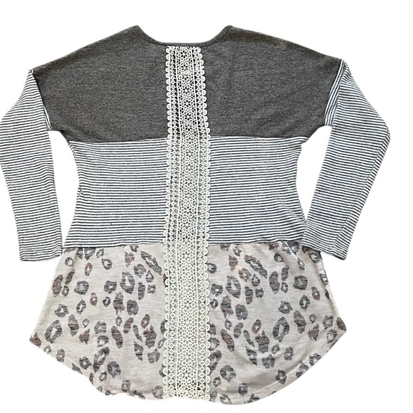 L & S cardigan top tunic boho style multicolored striped cheetah print Small - Picture 8 of 15